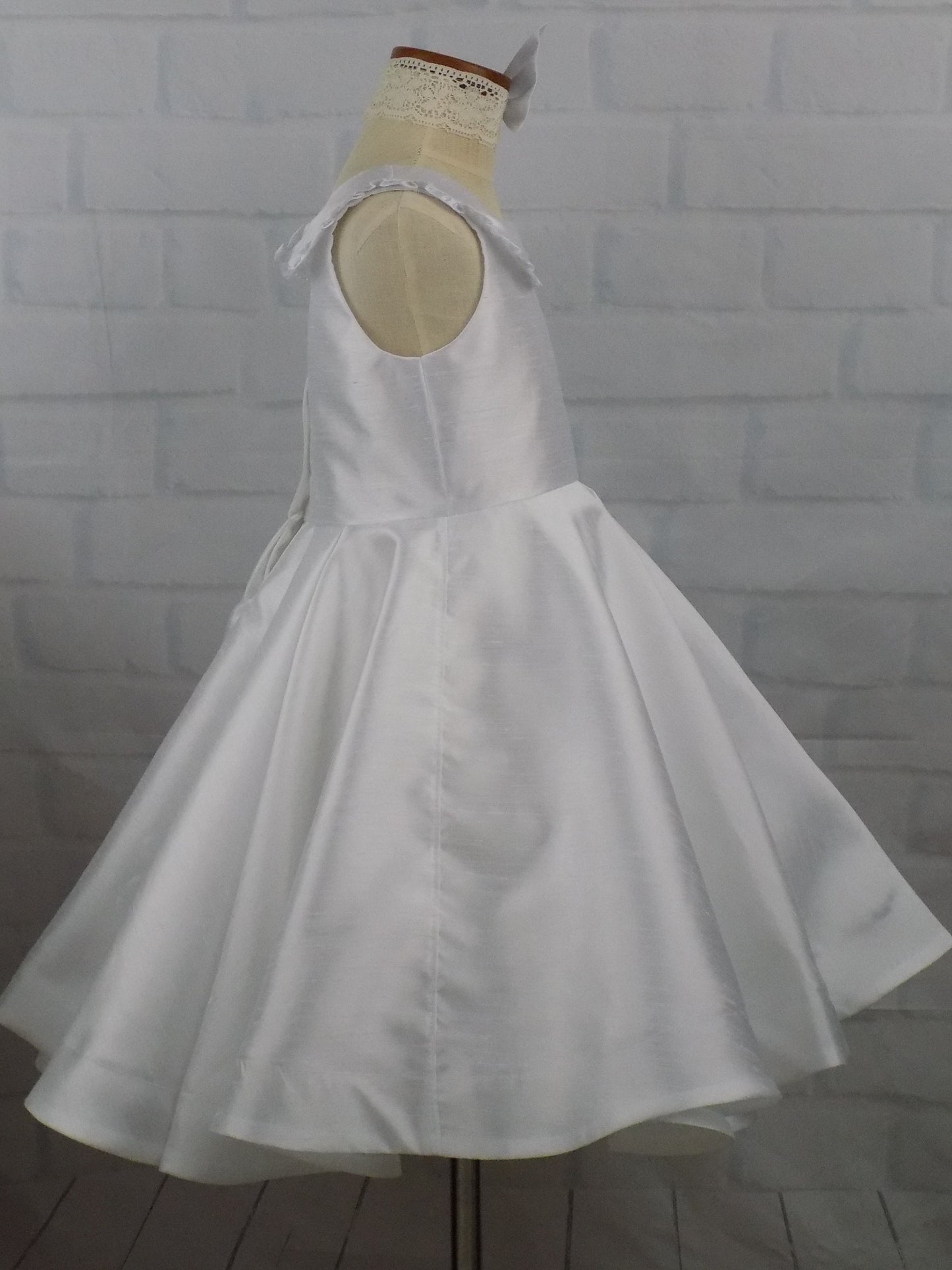 White Interview Dress for Pageants in Faux Silk Dupioni for Toddlers to Mini Miss.  Perfect for Crowning or Beauty Wear