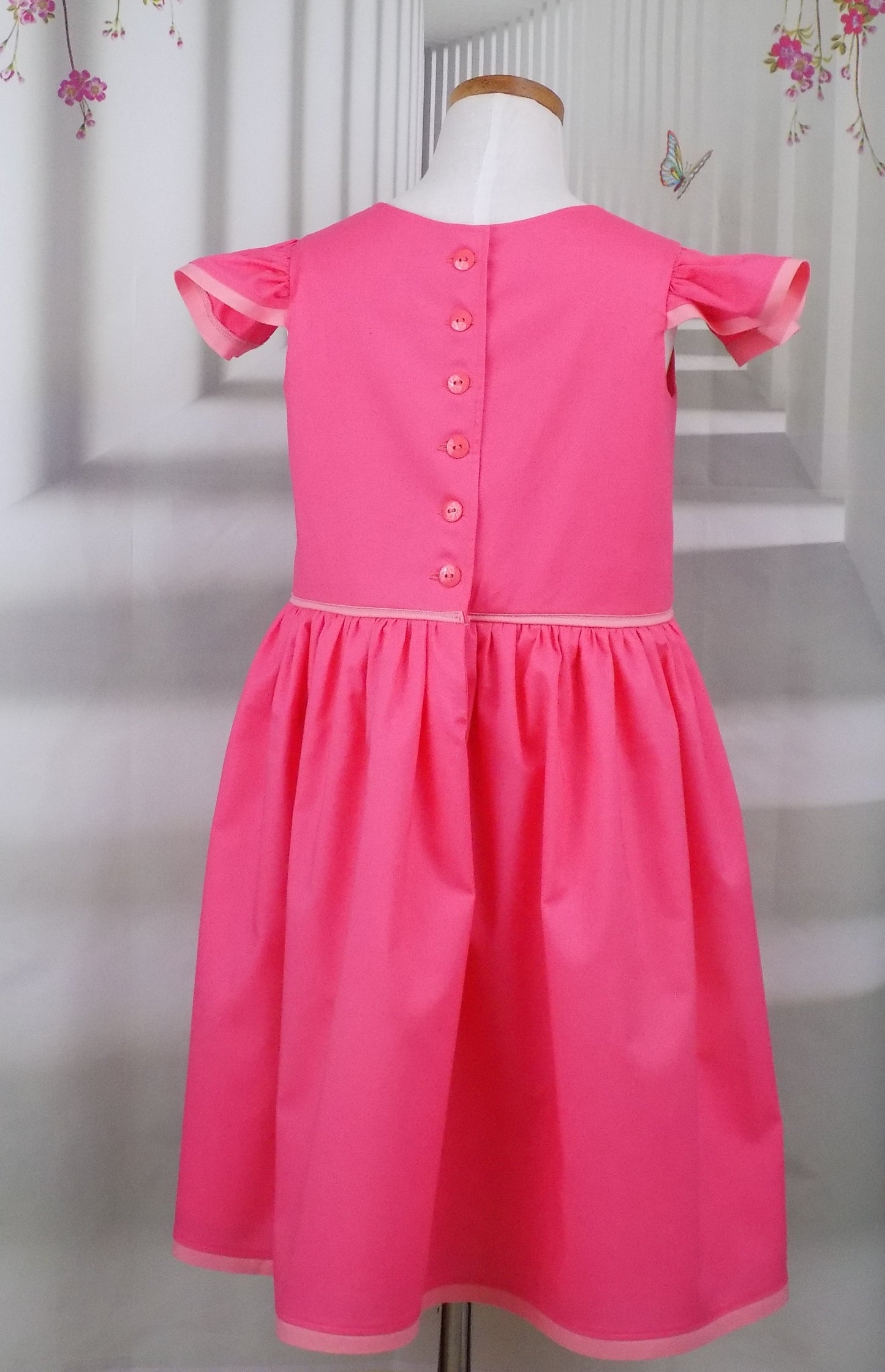 Peach Interview Dress with Square Neckline and Flutter Sleeves for Pageants, Mini Miss Divion