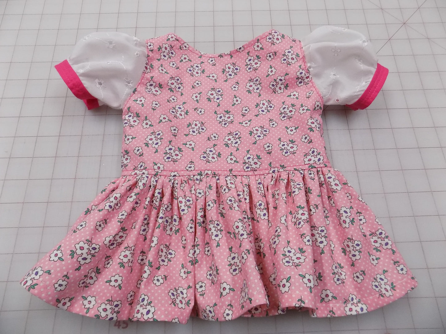 Ditzy Pink Floral and Eyelet Pageant Casual Wear Outfit. Top, Shorts, Suspender Skirt and Bow Set.