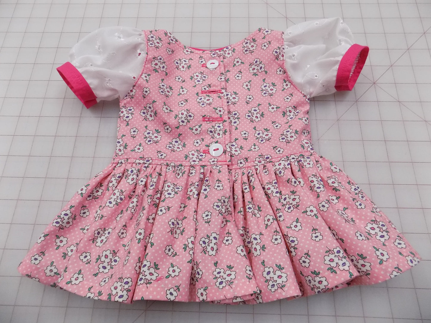 Ditzy Pink Floral and Eyelet Pageant Casual Wear Outfit. Top, Shorts, Suspender Skirt and Bow Set.