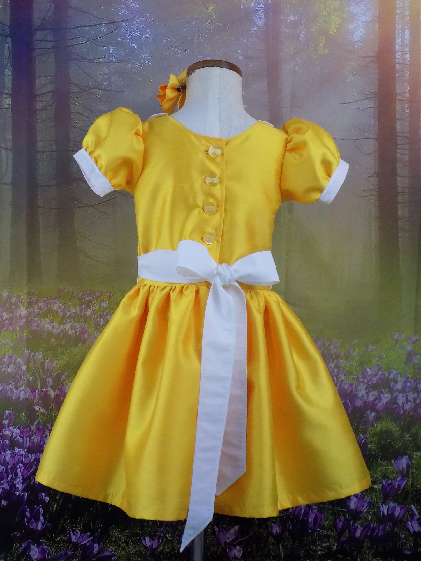 Interview Dress in Yellow for Pageants in Faux Silk Dupioni for Babies and Toddlers