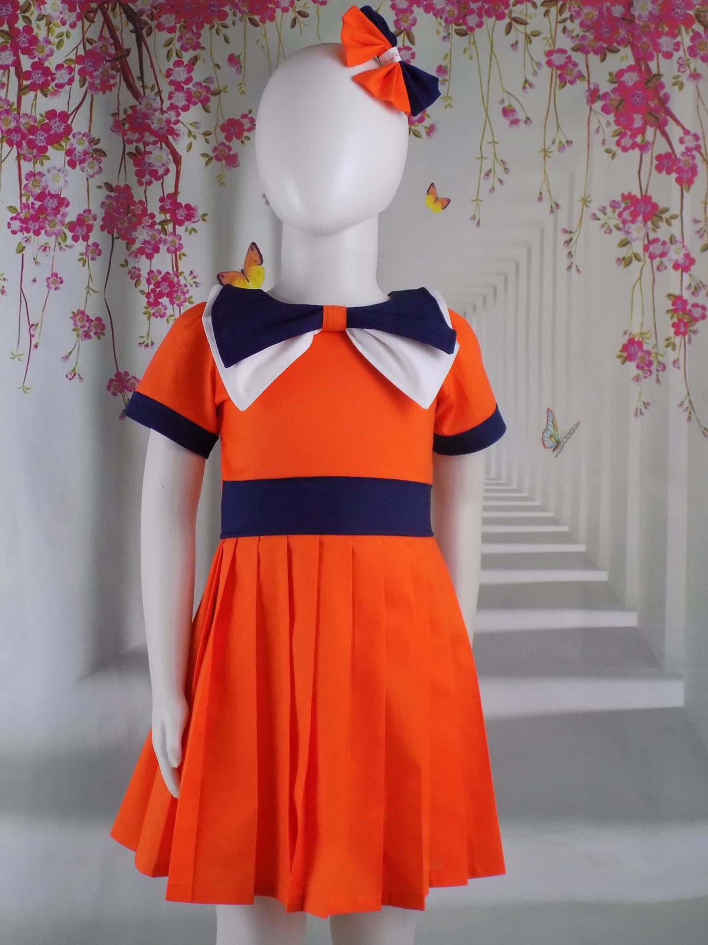 Pleated Dress with Unique Oversized Collar and Short Sleeves.  Perfect for Pageant Personality Wear or Interview