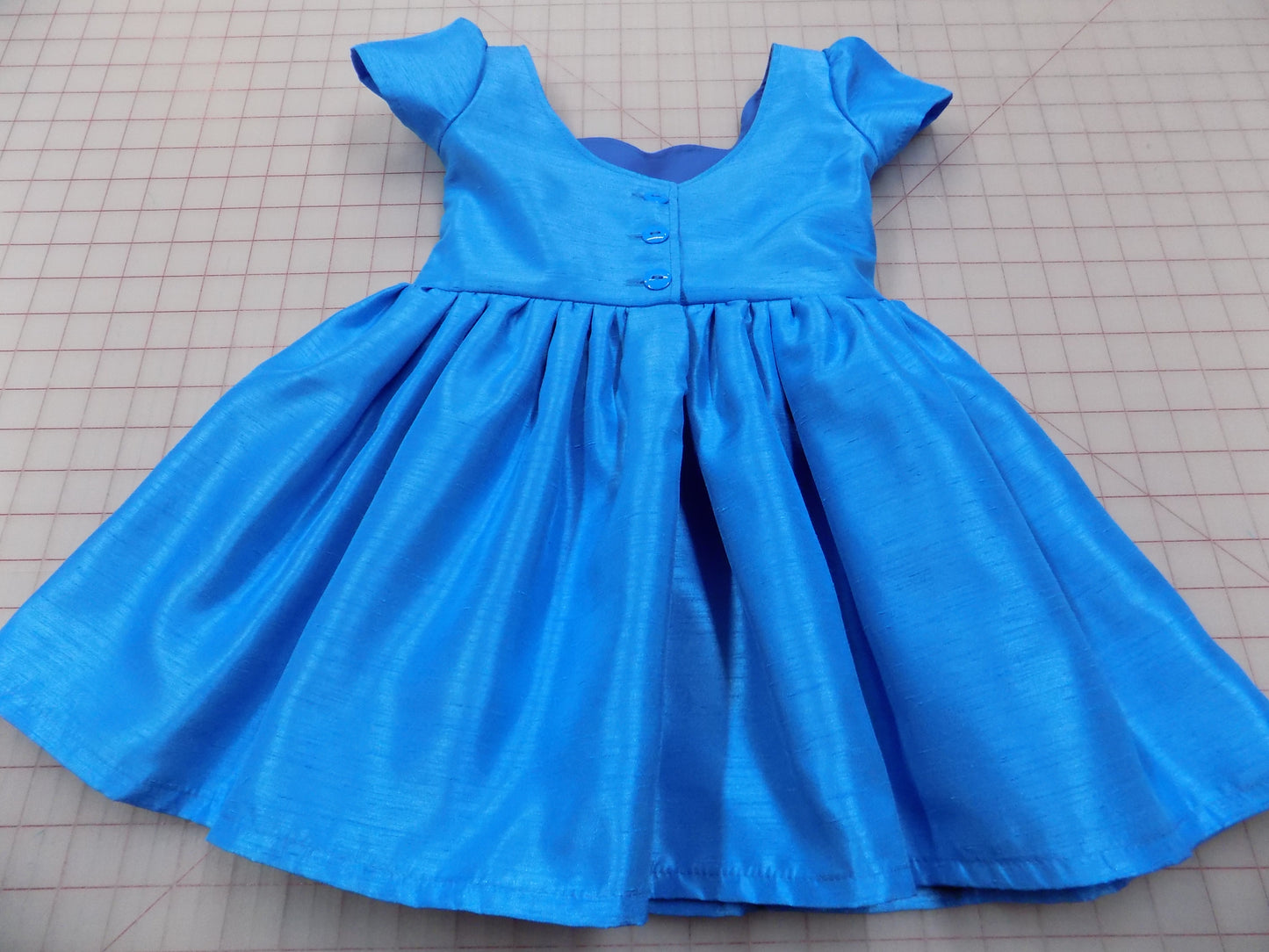 Blue Interview Dress with Sweetheart Neckline for Pageants in Turquoise Faux Silk Dupioni with Hair Bow