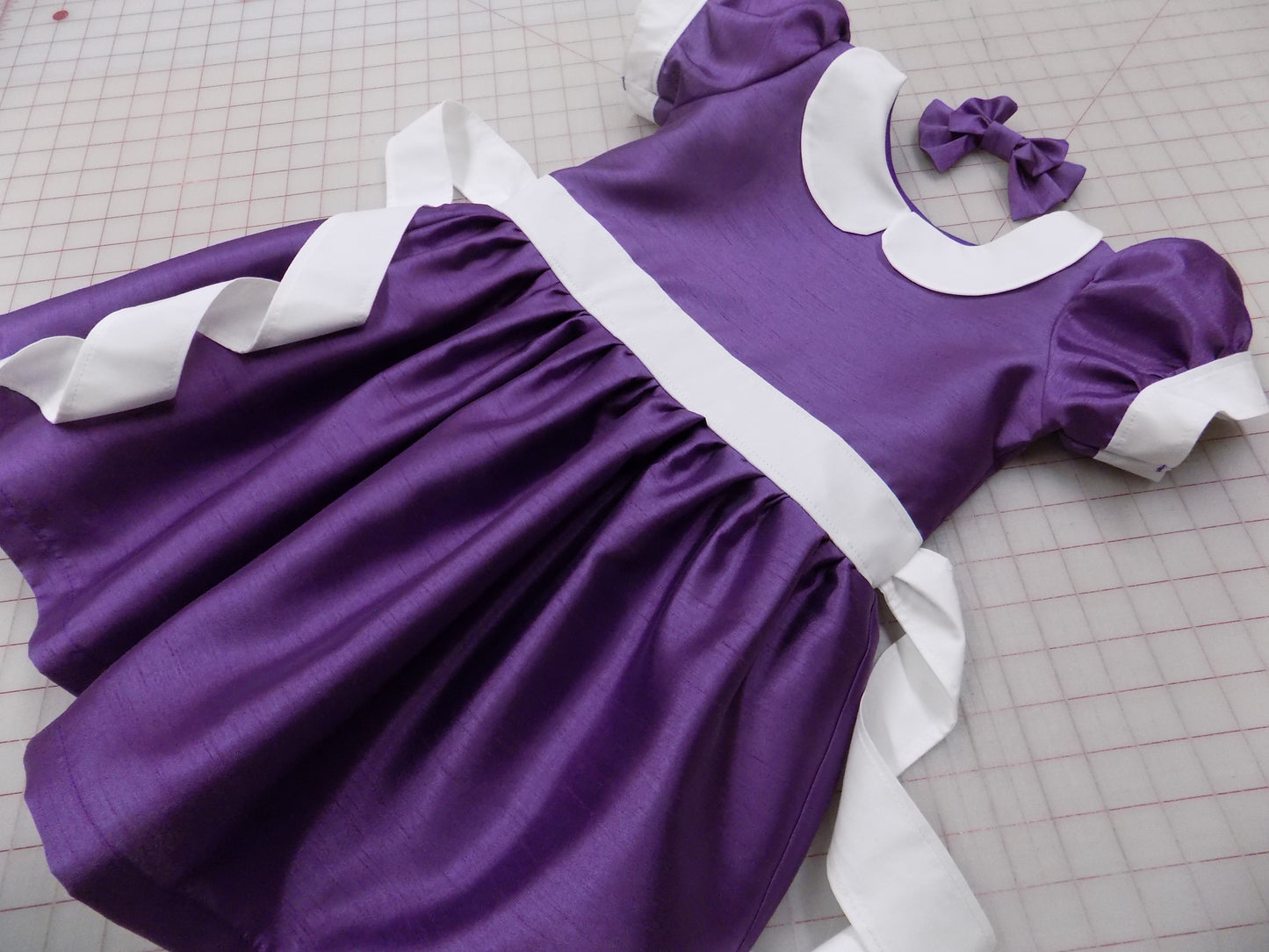 Interview Dress in Purple for Pageants in Faux Silk Dupioni for Babies and Toddlers