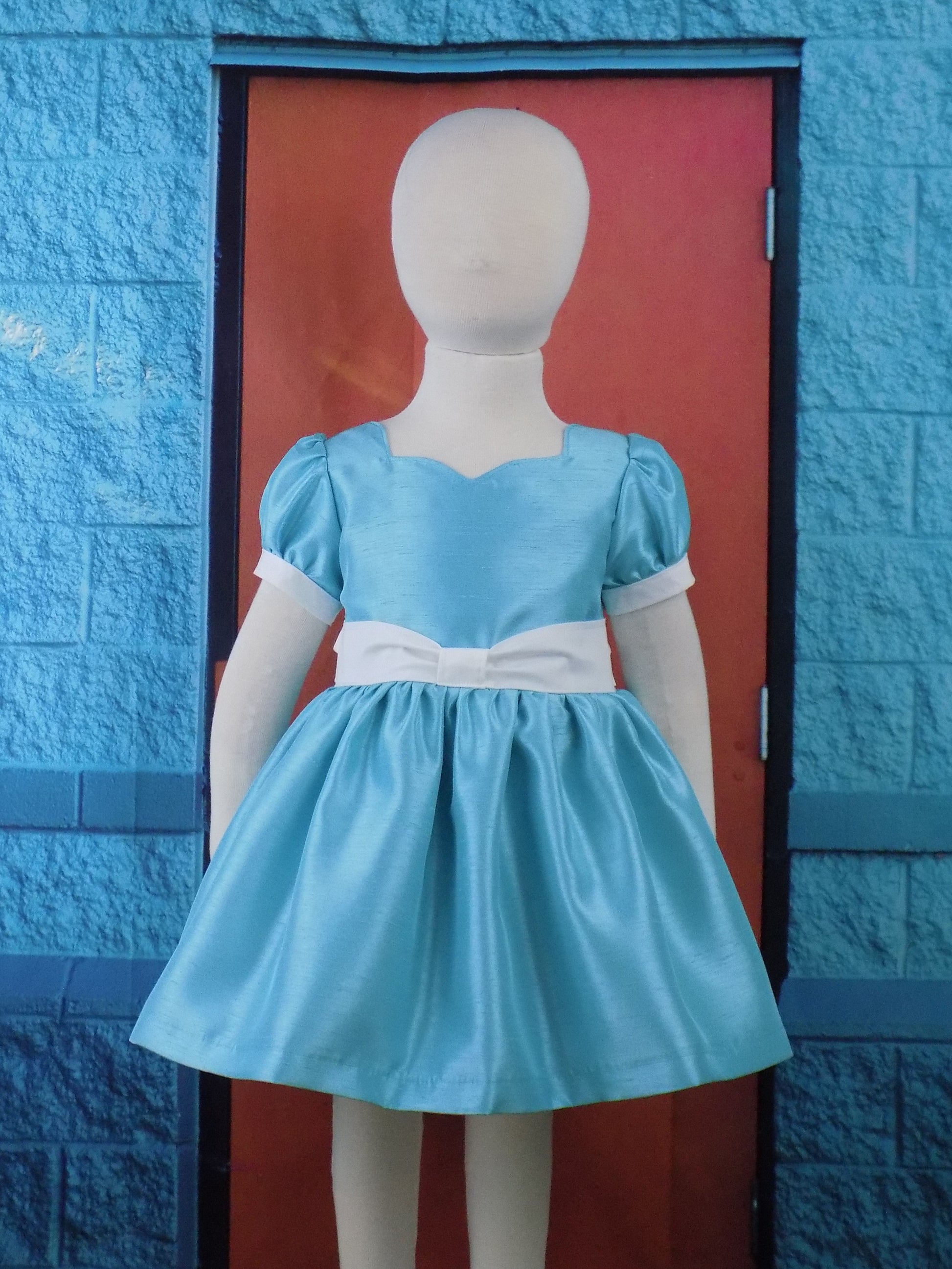 Robins Egg Blue Interview Dress for Pageant in Faux Silk Dupioni Unique Boutique Kathy Robins Egg Blue Interview Dress for Pageant in Faux Silk Dupioni Unique Boutique Kathy