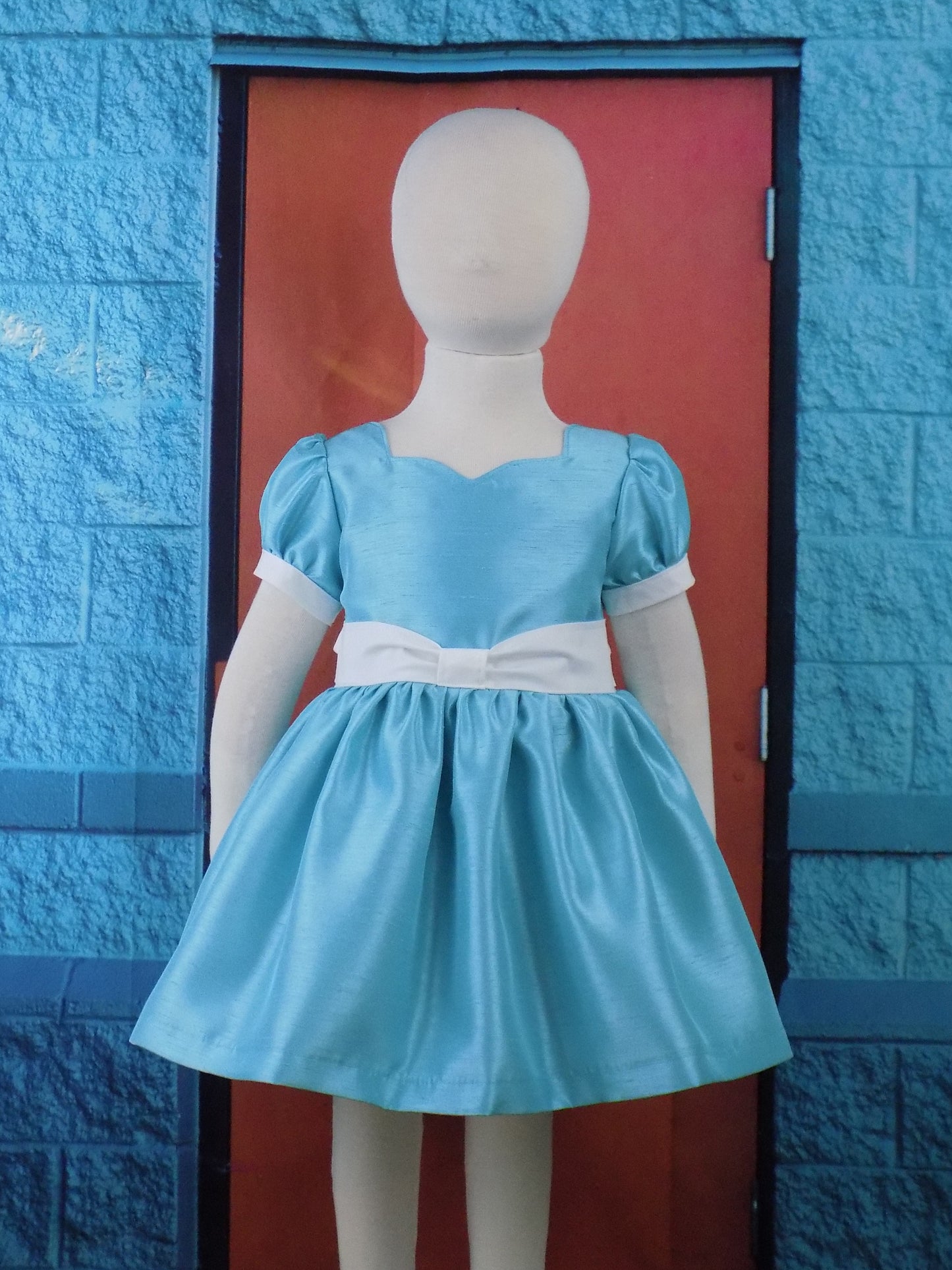 Robins Egg Blue Interview Dress for Pageant in Faux Silk Dupioni