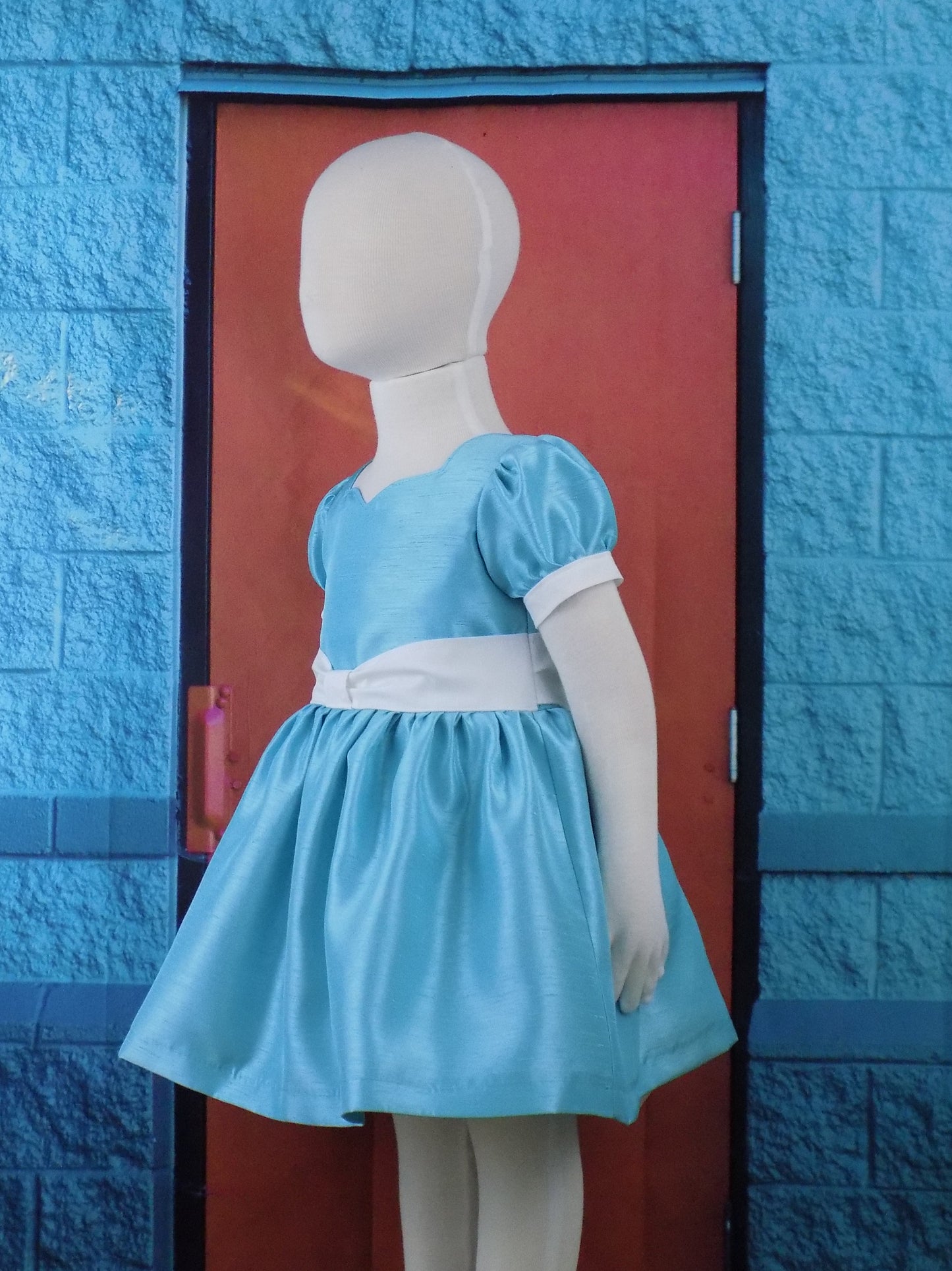 Robins Egg Blue Interview Dress for Pageant in Faux Silk Dupioni