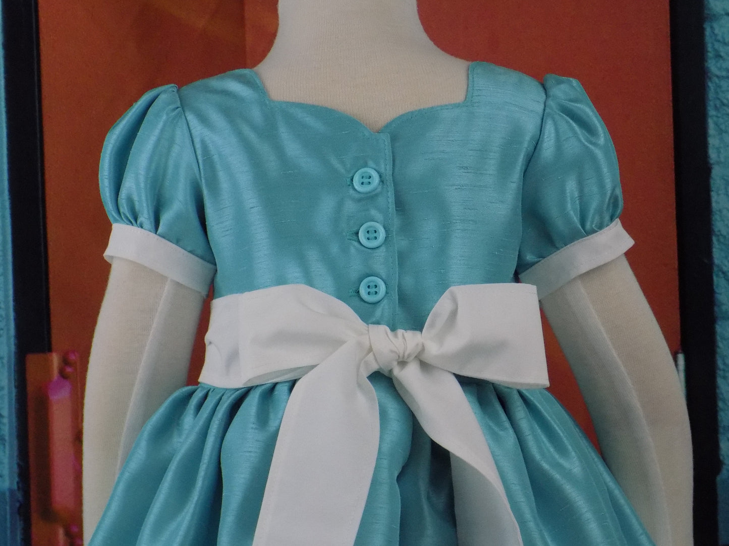 Robins Egg Blue Interview Dress for Pageant in Faux Silk Dupioni