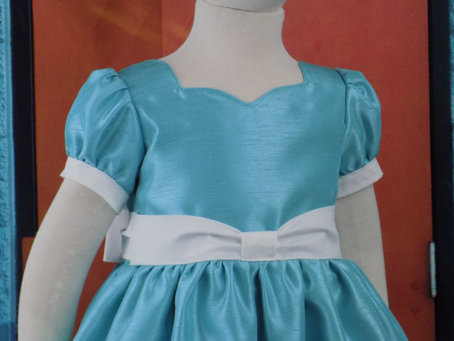 Robins Egg Blue Interview Dress for Pageant in Faux Silk Dupioni