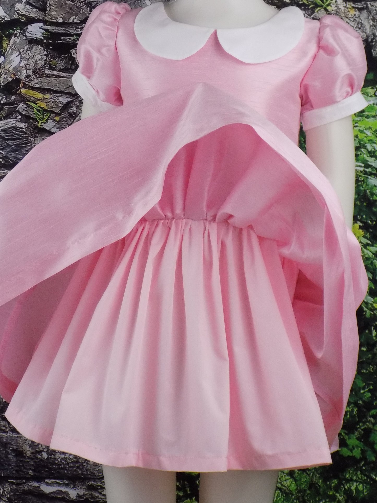 Baby Pink Interview Dress for Pageants in Faux Silk Dupioni for Babies and Toddlers