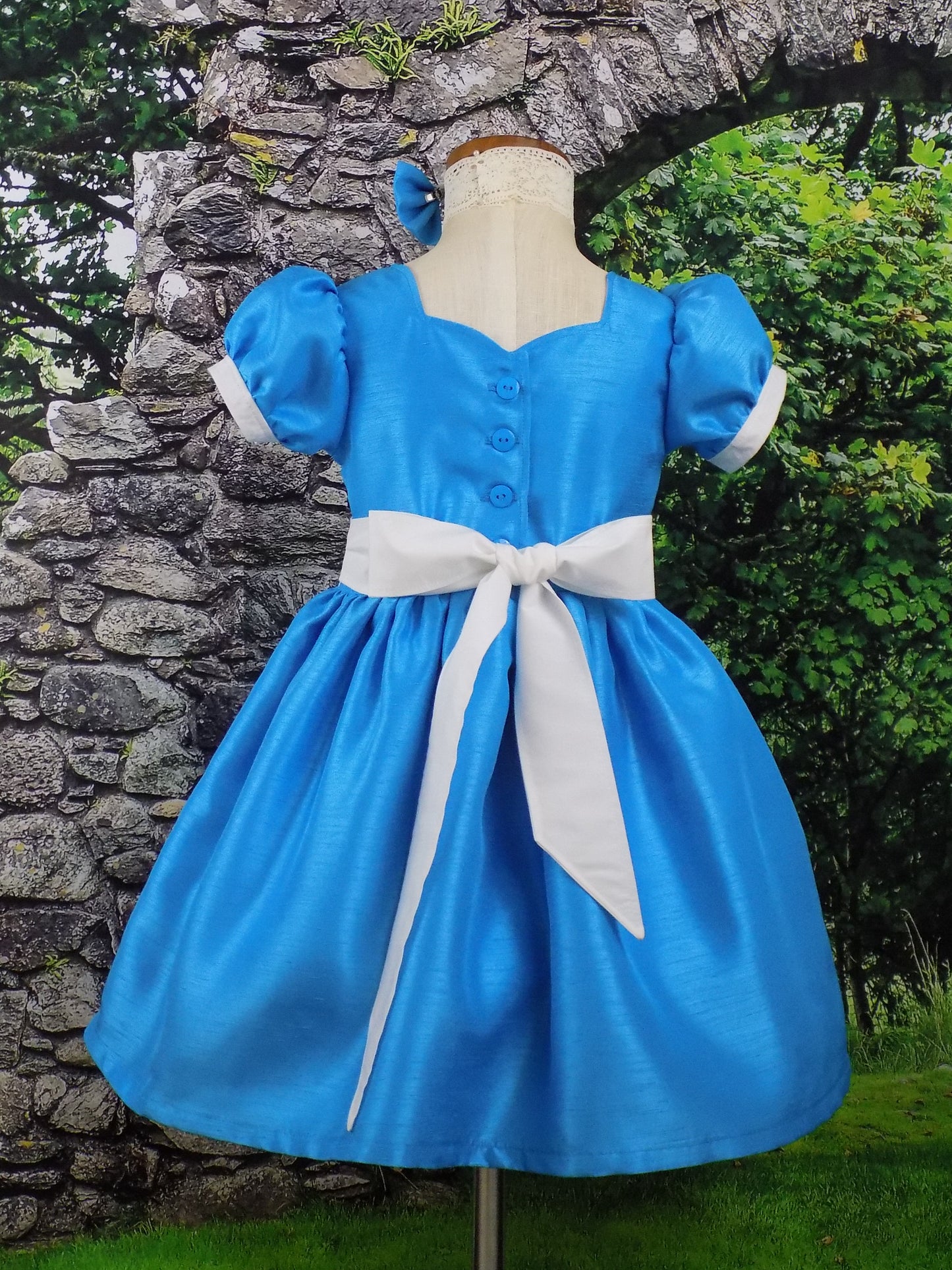 Turquoise Blue Interview Dress for Pageants in Faux Silk Dupioni for Toddlers