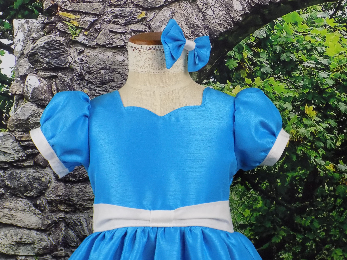 Turquoise Blue Interview Dress for Pageants in Faux Silk Dupioni for Toddlers