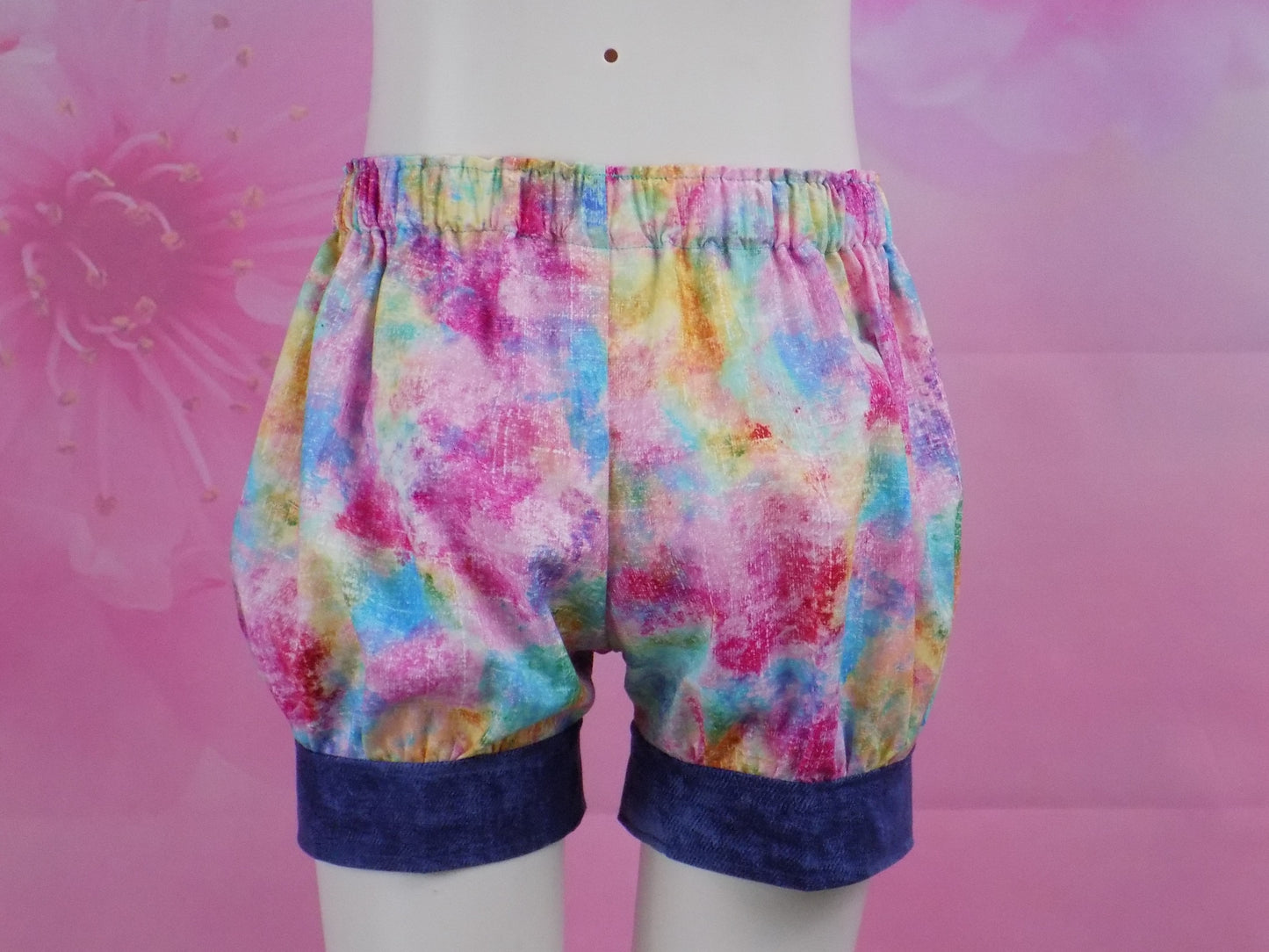 Denim and Tie Dye Pageant Casual Wear Outfit. Top, Shorts, Suspender Skirt and Bows Multi Use Set.