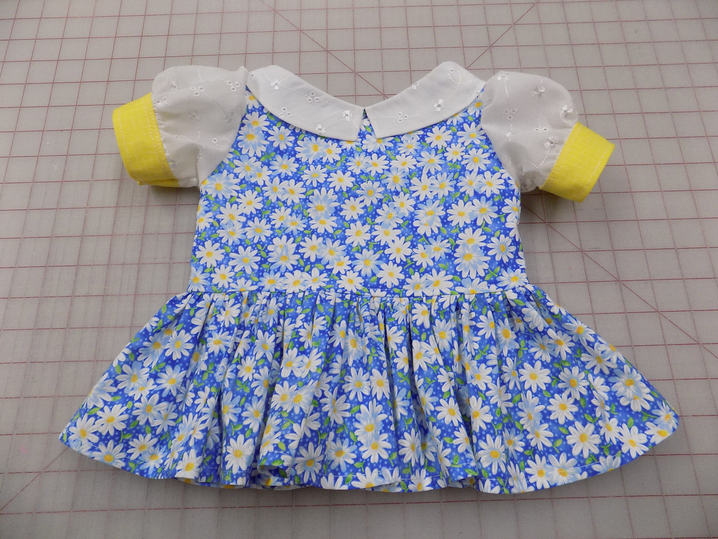 Blue Daisy Floral Pageant Casual Wear Outfit. Top, Shorts, White Eyelet Suspender Skirt and Bow Set.