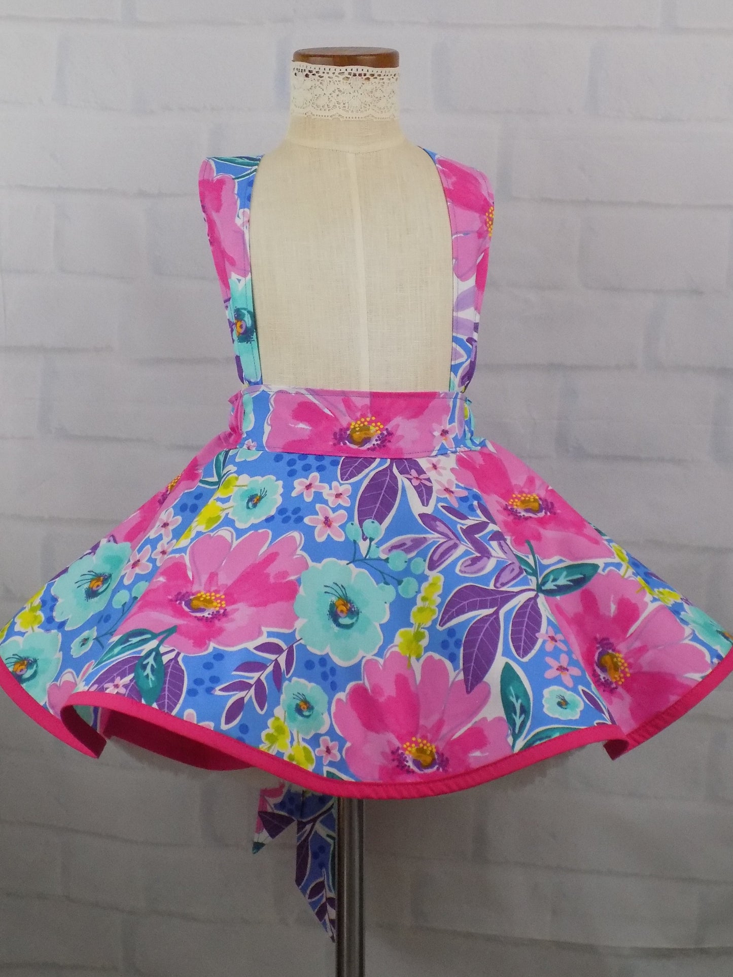 Pageant Casual Wear Set, Girls Floral Blouse and Suspender Skirt Outfit in florals for Toddlers to Mini Miss