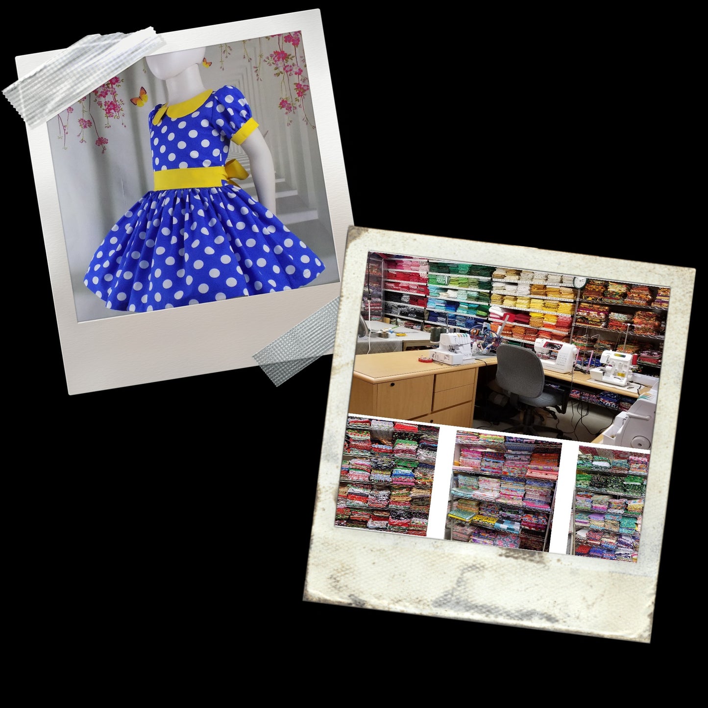 Royal Blue Polka Dot Dress with Collar for Girls Pageant Personality Wear