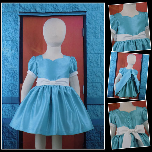 Robins Egg Blue Interview Dress for Pageant in Faux Silk Dupioni