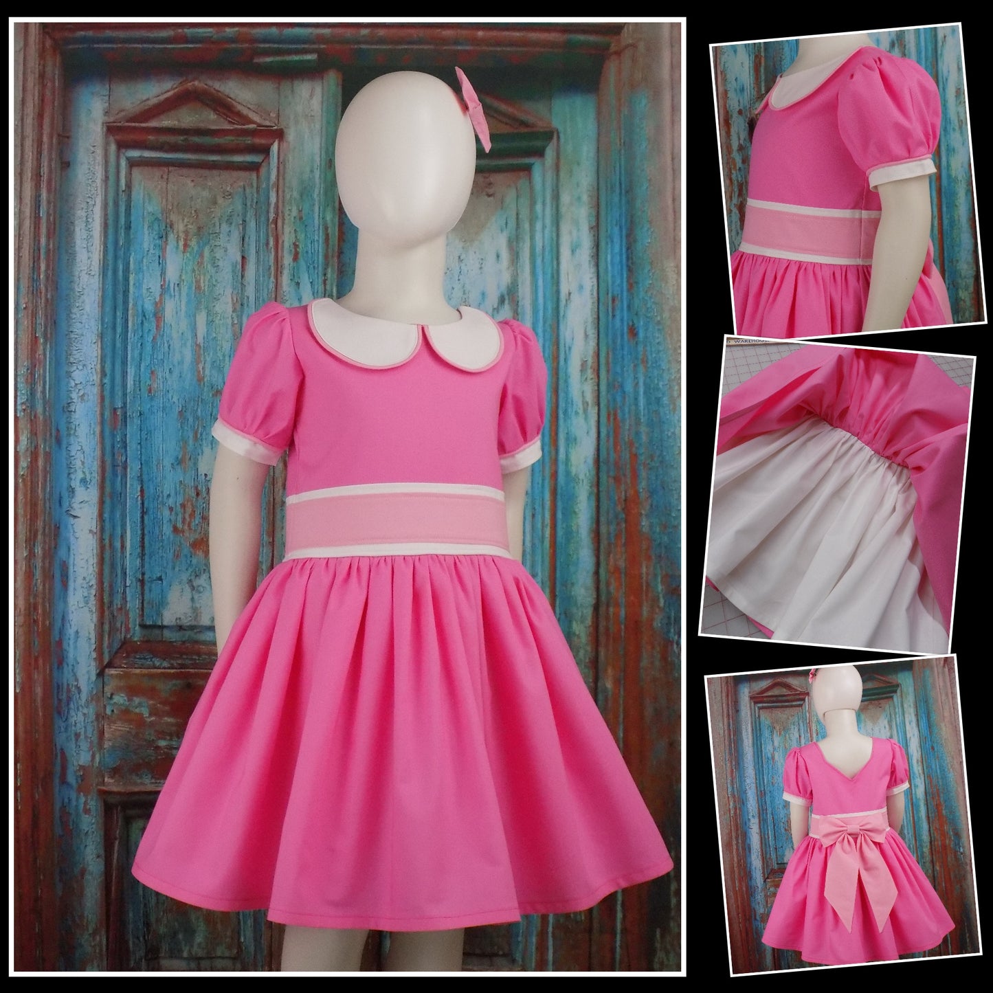 Interview Dress with Round Neckline and Cute Collar and Short Sleeves for Pageant Tots