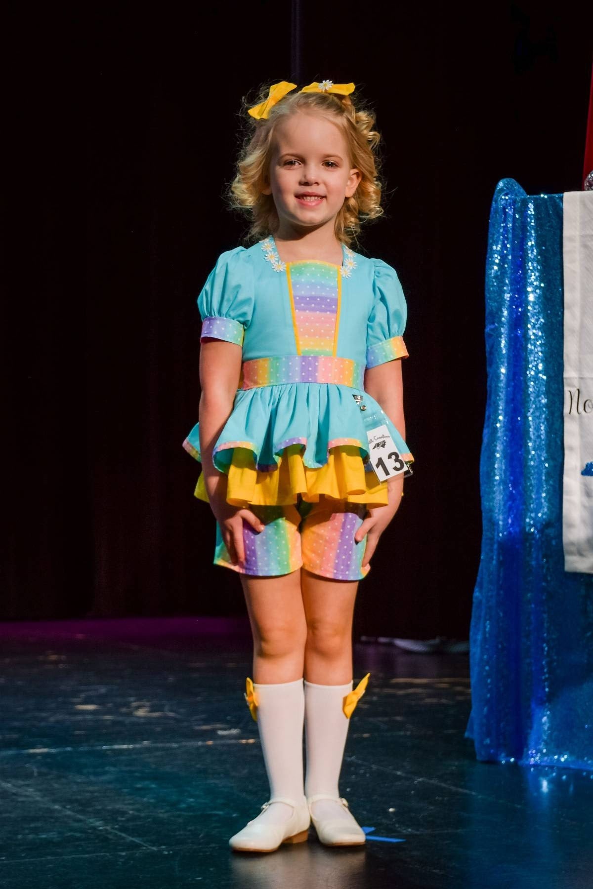 Pastel Rainbow and Dots Pageant Casual Wear Outfit. Top Shorts Bow Set.  Perfect for Spring or Summer